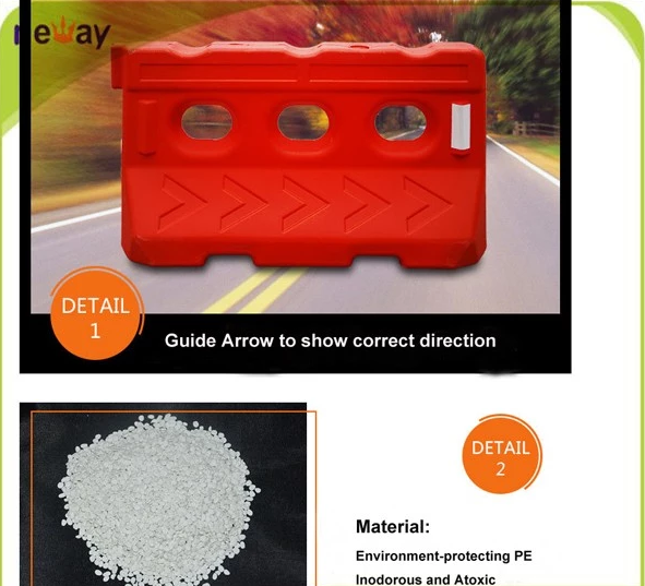 Highly visible plastic water filled highway road barriers