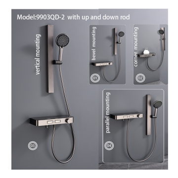 2-Way 2-in-1 Digital LED Wall-Mounted Bathroom Shower Faucet Mixer Set - Gun Grey (Hot and Cold)