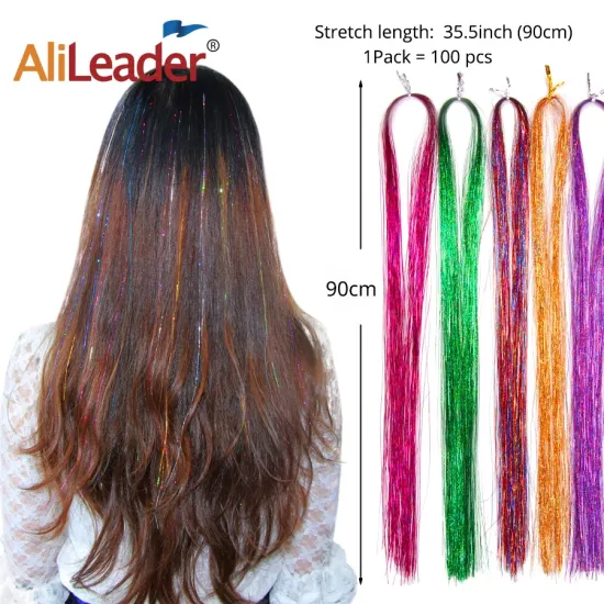 AliLeader Wholesale Super Bright Sparkling Silk Flash Shiny Hair Tinsel Party Highlights Glitter Hair Accessories