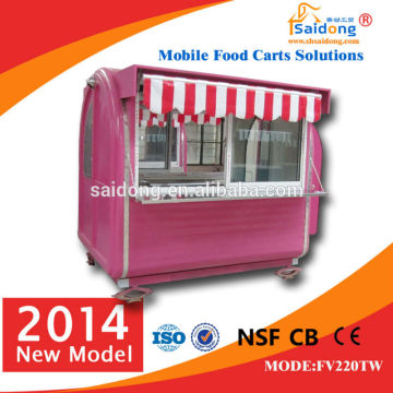 two sides service windows stainless steel snack food cart pizza kiosk cart
