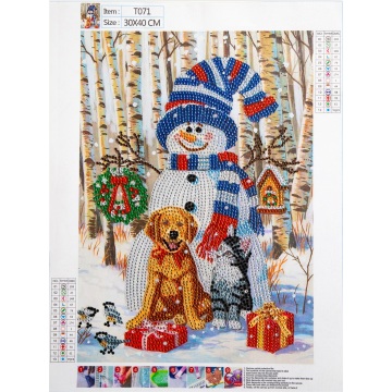 Boneco de neve de natal e puppy 5d diamante pintura