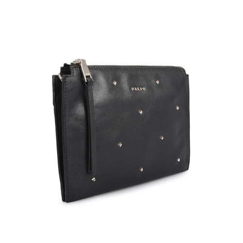 Trendy Elegant Rivet Leather Pouch Wallet Clutch Handbag