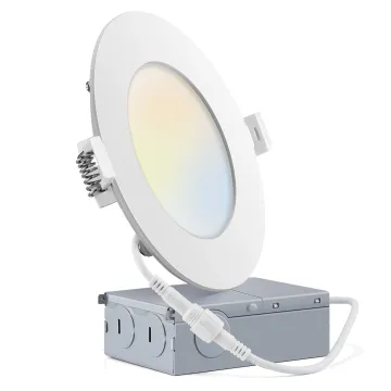 Round Square Slim High Brightness LED Recessed Ceiling Lights with Junction Box (9W/12W, 4 inch/6 inch)