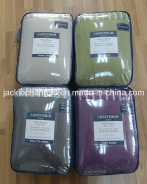 Solid Color Microfleece Sheet Sets with Striped Printed Microfiber