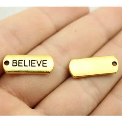 WYSIWYG 10pcs 21x8mm Believe Tag Charm Pendants For Jewelry Making Antique Gold Believe Tag Pendants Charm Believe Tag