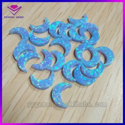 Lab Created Half Moon Beads Blue Synthetic Opal Stone Manufacturers Gemstone