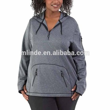 Cheap Women Fashion Long Sleeve Heather Sea Green SoftSport Fleece Zip-Up Hoodie Plus Size Sweatshirts Wholesale