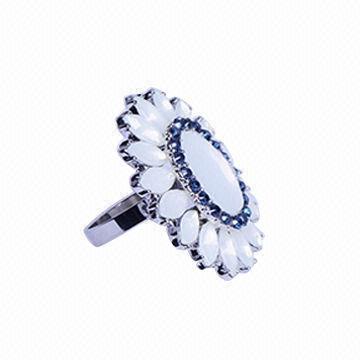 Black and White Opal Floral Ring, Best Selling Item for Spring and Summer, In Stock