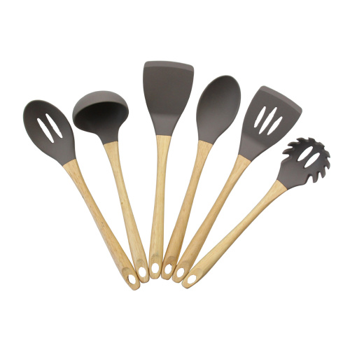 Conjunto de herramientas de cocina de silicona con mango de plástico