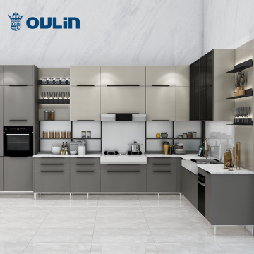 Minimalist Style Home Modular Blue Kitchen Cabinet Kitchen Modern Flat Edge / Eased Edge Apartment Oulin
