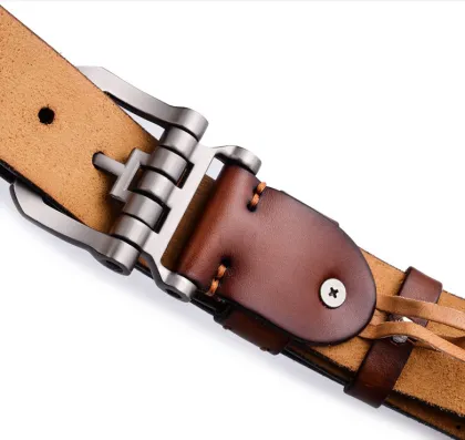 Casual fashion men's belt alloy pin buckle belt