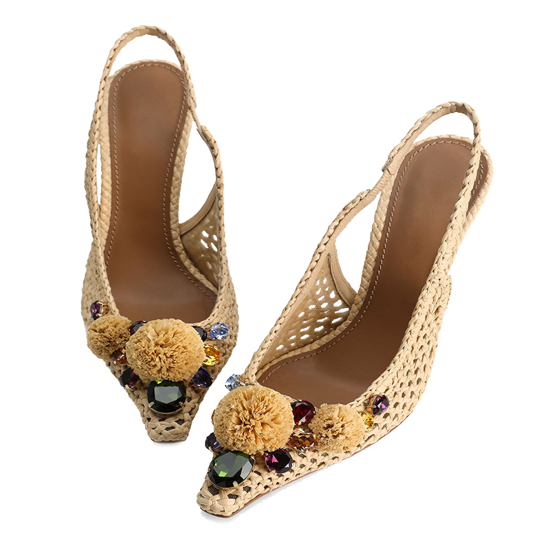 Bohemian-style thin high-heeled sandals