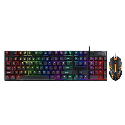 HP KM100 Wired Keyboard and Mouse Set - LED Waterproof Combo for Laptop and Desktop