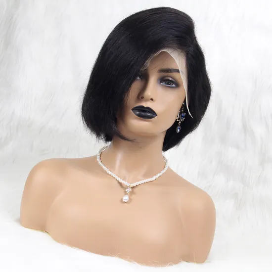 Wholesale Natural Black Short Straight Brazilian Cuticle Aligned Raw Virgin Hair Short Straight Pixie Wigs For Black Women