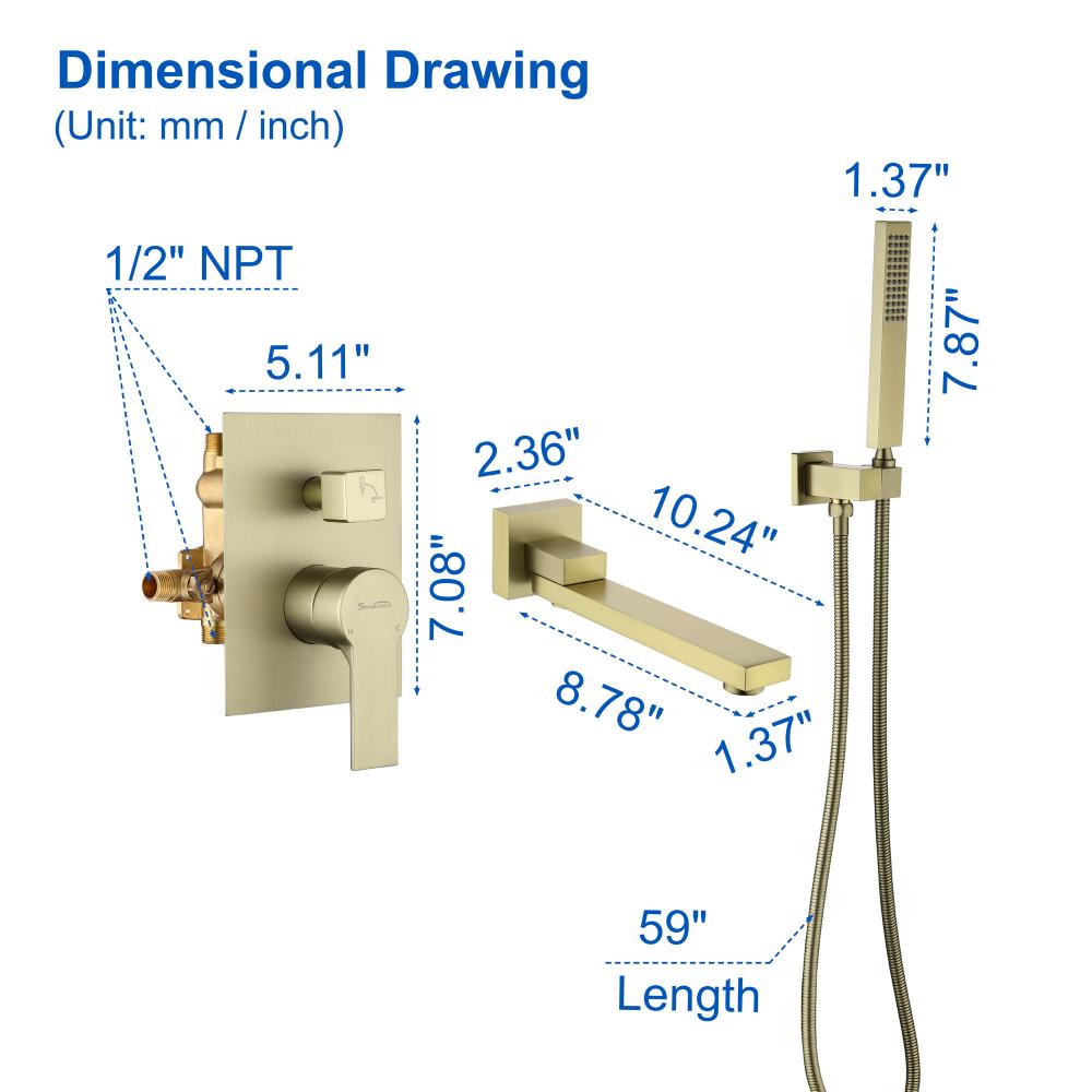 Wall mount tub faucet 88030bg 5