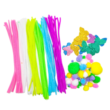 12-Inch DIY Craft Kit: Create Vibrant Pompom Balls with Colorful Pipe Cleaners and Wiggle Eyes - Perfect Arts & Crafts Supplies for Inflatable Toy Accessories