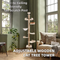 Enclosed Condo Indoor Wooden Luxury Cat Tree Tower Scratcher Climbing House Private Sleeping Space Premium Carton