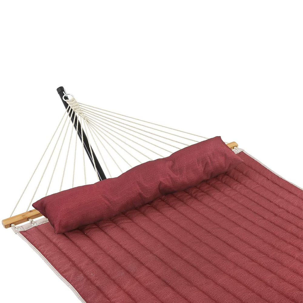 Double Hammock Quilted Fabric Hammock com madeira de bambu