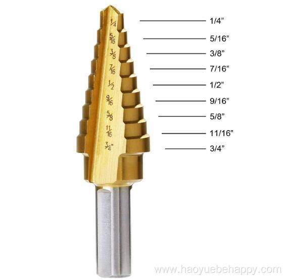 3PCS HSS Titanium Coated Step Drill Bit