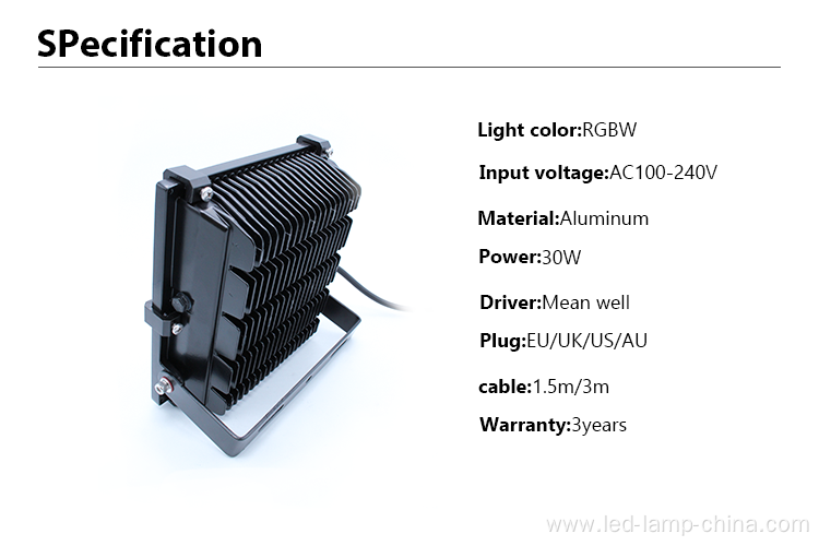 30W Outdoor Waterproof RGBW LED Flood light