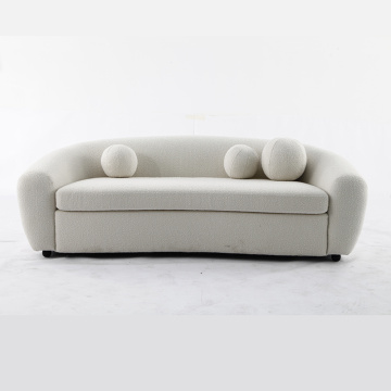 Modern Kadife Teddy 3 Seater Curved Sofa