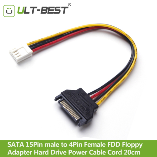 SATA 15Pin male to 4Pin Female FDD Floppy  Adapter Hard Drive Power Cable Cord 20cm