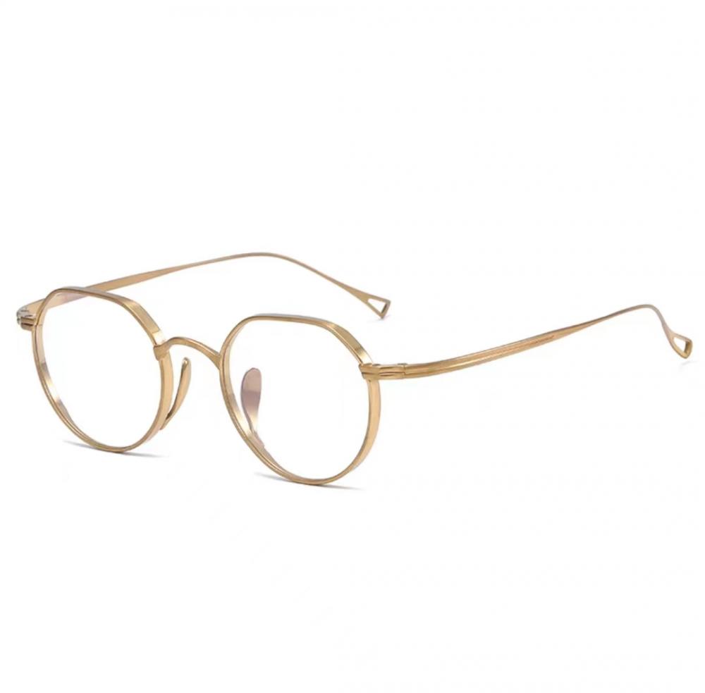 Gold Frame Geometric Designer Lightweight Titanium Glasses