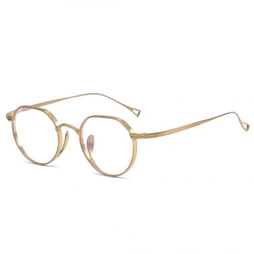 Gold Frame Geométrico Designer leve óculos de titânio