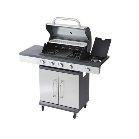 304 Stainless Steel Outdoor Kitchen Set: Complete BBQ Grill with Side Burner and Pizza Oven