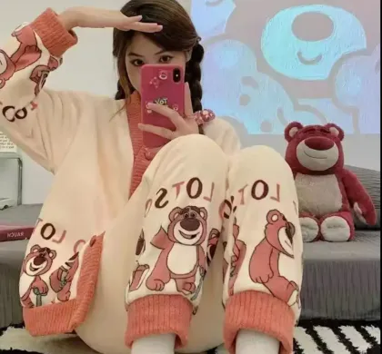 Winter thickened coral velvet pajamas