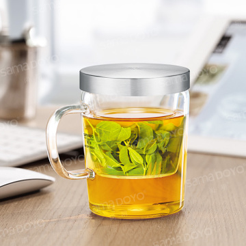 Hot Sale! SAMADOYO Borosilicate Glass Tea Mug Strainer Wholesale