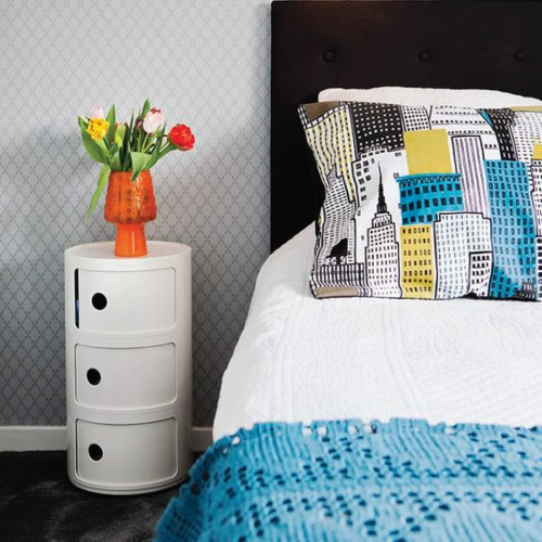 Plastic 3 Drawer Sliding Barrel Modern Bedroom Nightstand
