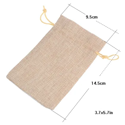 9.5x14.5cm flax drawstring bag gift jewelry linen pouch for fashion packing
