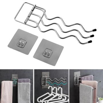 European 201 Stainless Steel Bathroom Towel Rack Rotating Rod Towel Rack 3 Bar Movable Pole Wall Mounted Bathroom Accessories