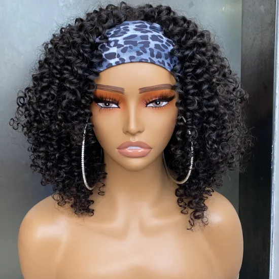 Wholesale Cheap Brazilian Virgin Raw Human Hair Jerry Curly Headband Wig