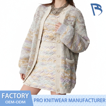 Set baju panjang wanita pelangi rajutan elegan