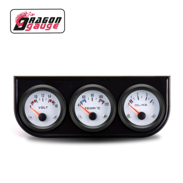 DRAGON GAUGE 52mm Triple Gauge Kit - Auto Voltmeter, Water Temp, and Oil Pressure Gauge with Sensors