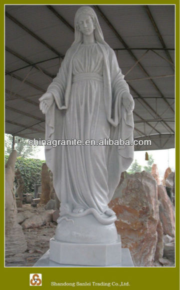 virgin mary white marble statue