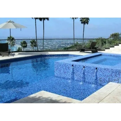 Customized new trend swimming pool design glass pool mosaic