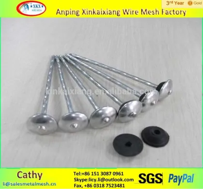 Galvanized umbrella head roofing nails in fasteners