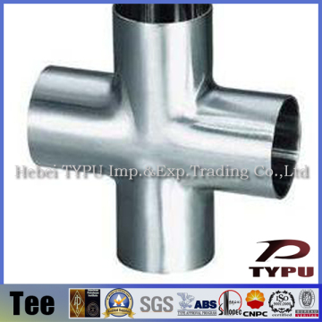 Stainless steel 4-way welded cross tee pipe fitting