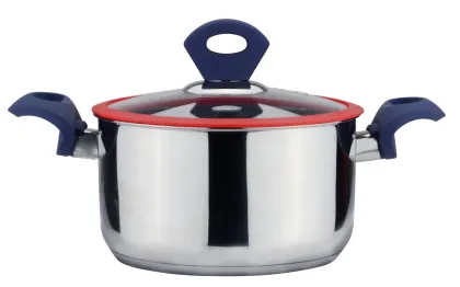 Straight shape stainless steel cookware with silicone handle