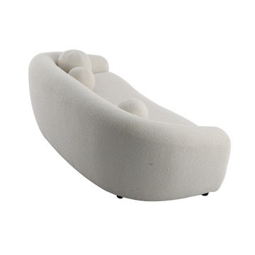 Modern Velvet Teddy 3 Seater Curved Sofa