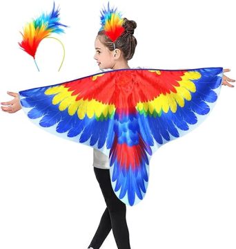 Kids Parrot Bird Wings Headbands Dress Up Cape