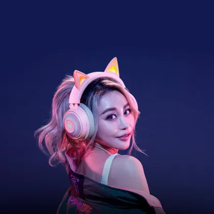 Razer Kraken Wired Gaming Headset - Ergonomic Kraken Kitty Edition