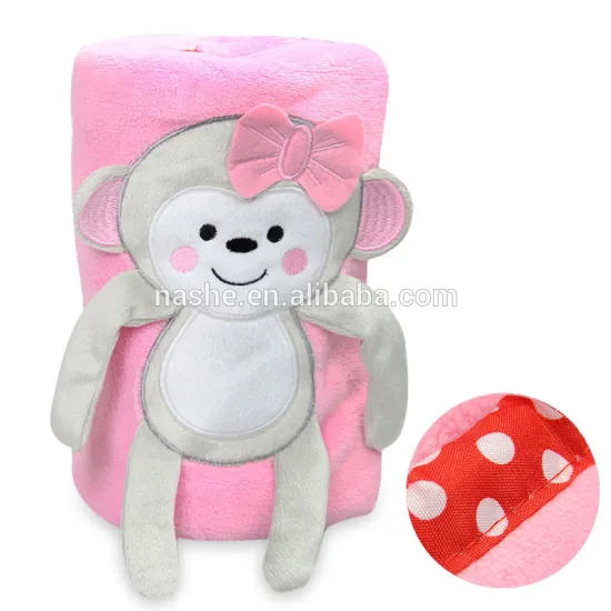 Baby Fleece Blanket---Applique Plush Style--Pink Elephant Animal