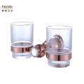 Rose gold Wall Mounted Bathroom Double Tumbler Holder