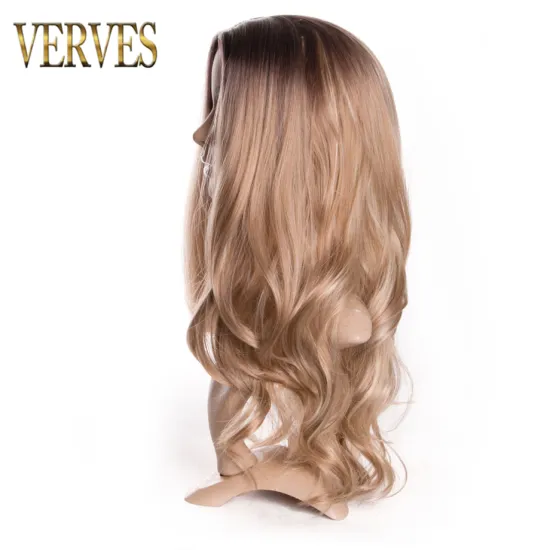 Body Wave Synthetic Hair Wig For Women,24 Inch afro wig cosplay,Blonde Ombre color Hair Long
