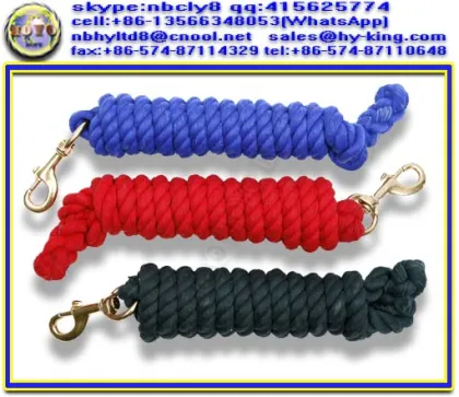 3 strand multi colored cotton rope , horse lead rope , cotton lead ropes