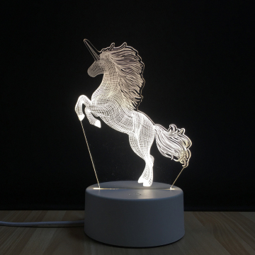 Luci notturne unicorno 3D lampada a led illusione ottica